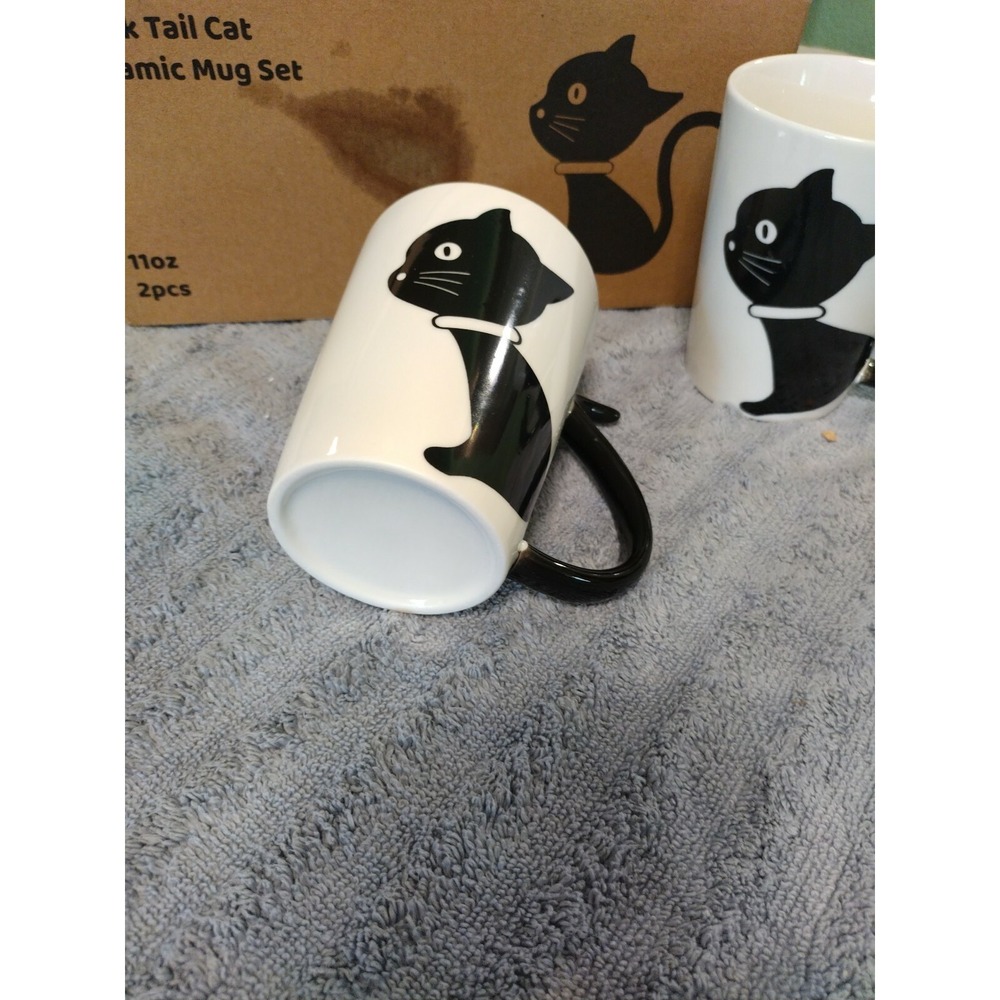 Fox Valley Traders Black Cat Tail 11 Ounce Coffee Tea‎ Mugs Home Style Kitchen - Picture 5 of 5